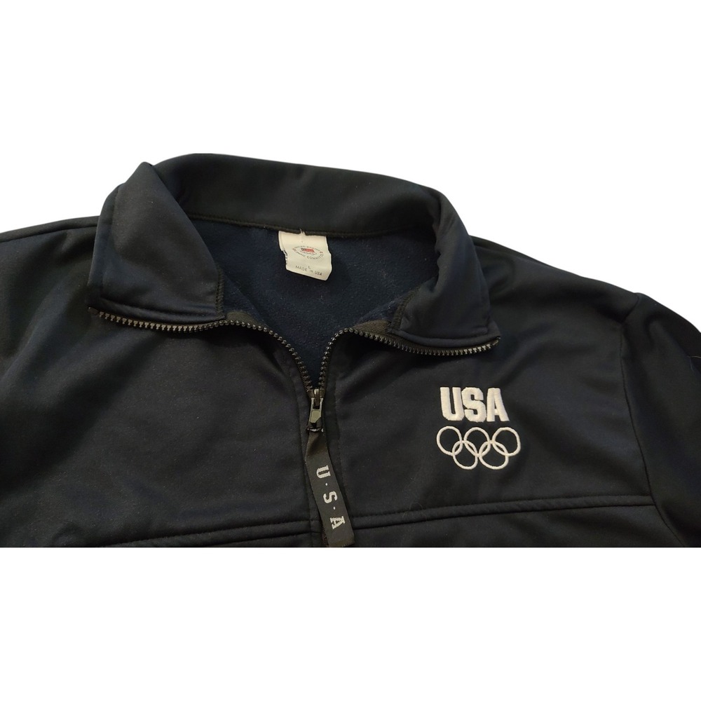 United States Olympic Committee Jacket Full Zip Up Black Mens Size Large
